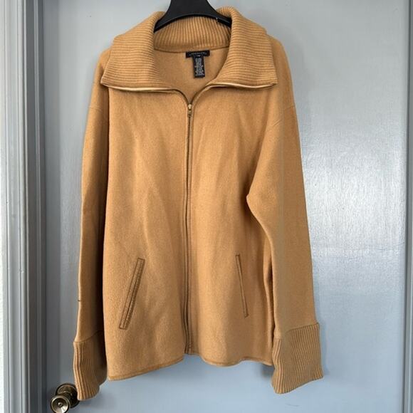 Jones New York Signature Women’s Long Sleeve Wool Blend Jacket Tan Size XL Zip - Picture 1 of 5